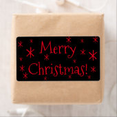 Verzendlabels zwarte rode kerststerren etiket (Insitu)