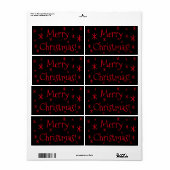Verzendlabels zwarte rode kerststerren etiket (Full Sheet)