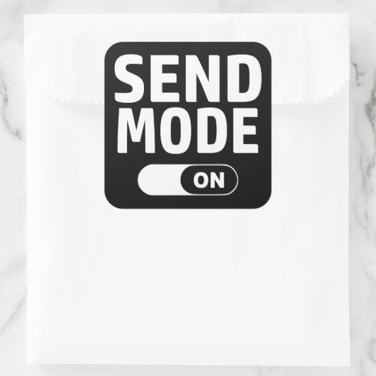 Verzendmodus ingeschakeld vierkante sticker (Tas)