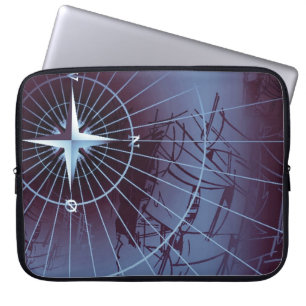 Verzendschepen met middernacht Nautical Compass Sa Laptop Sleeve