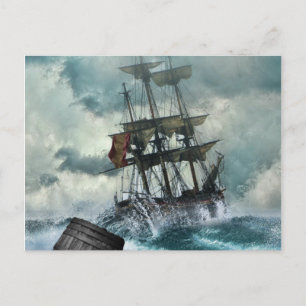 Verzendschip in Storm Illustratie Briefkaart