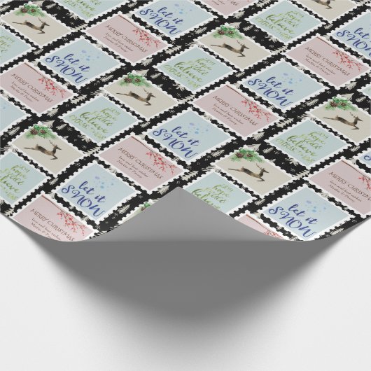 Verzendstempels - Gepersonaliseerde kerstboom Cadeaupapier (Hoek)