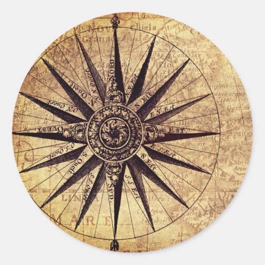 Verzendtijd oude Wereldkaart Ronde Sticker (Voorkant)