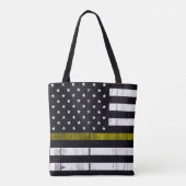 Verzendvlag met dunne gele lijn tote bag (Achterkant)