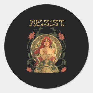 Verzet Art Nouveau Mucha Anti-trump Vrouwen Femini Ronde Sticker