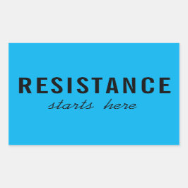 Verzet begint hier, politiek protest rechthoekige sticker