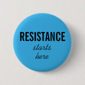 Verzet begint hier, zwarte tekst op blauw Protest Ronde Button 5,7 Cm (Voorkant)