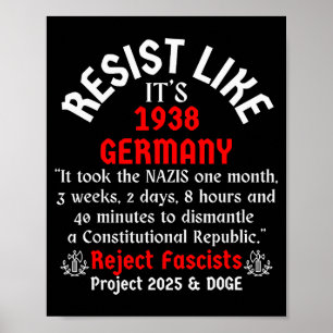 Verzet je alsof het 1938 Duitsland is Poster