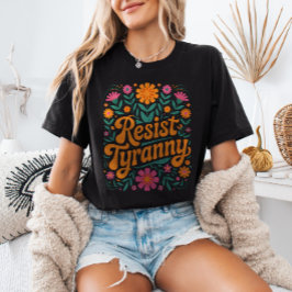 Verzet je tegen tirannie Retro bloemmotief Politie T-shirt