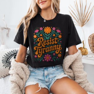 Verzet je tegen tirannie Retro bloemmotief Politie T-shirt
