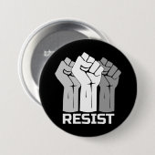 Verzet met vuist - in het wit 0002 knop ronde button 7,6 cm (Voorkant /achterkant)
