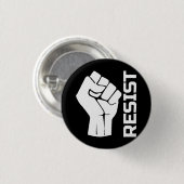 Verzet met vuist - in wit 0002 ronde button 3,2 cm (Voorkant /achterkant)