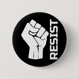 Verzet met vuist - in wit 0002 ronde button 5,7 cm