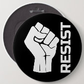 Verzet met vuist - in wit 0002 ronde button 6,0 cm (Voorkant /achterkant)