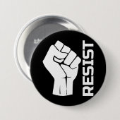 Verzet met vuist - in wit 0002 ronde button 7,6 cm (Voorkant /achterkant)