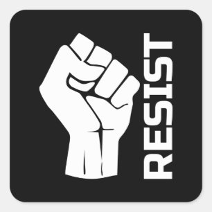 Verzet met vuist - in wit 0002 vierkante sticker