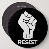 Verzet met vuist - in wit ronde button 6,0 cm (Voorkant /achterkant)