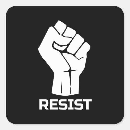 Verzet met vuist - in wit vierkante sticker (Voorkant)