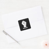 Verzet met vuist - in wit vierkante sticker (Envelop)