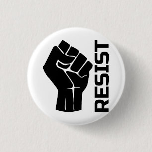 Verzet met vuist - in zwart 0002 ronde button 3,2 cm