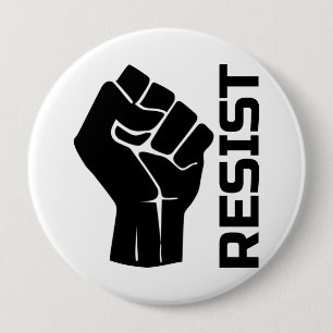 Verzet met vuist - in zwart 0002 ronde button 4,0 cm