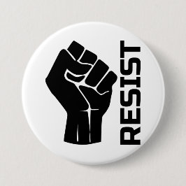 Verzet met vuist - in zwart 0002 ronde button 7,6 cm