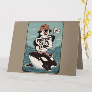 Verzet Pinguïn Activisme Vintage Protest  Kaart