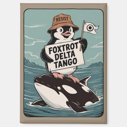 Verzet Pinguïn Activisme Vintage Protest Magneet (Voorkant)