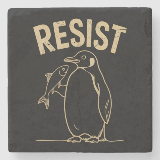Verzet Pinguïns Activisme Protest Kleding Stenen Onderzetter (Voorkant)
