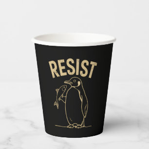 Verzet tegen activisme pinguïns protesteren papieren bekers
