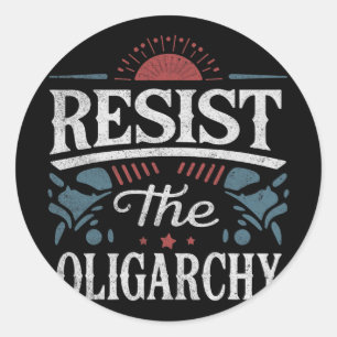Verzet tegen de oligarchie tegen Trump Ronde Sticker