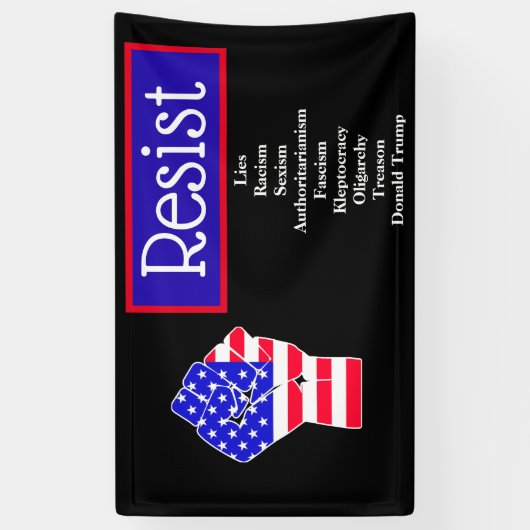 Verzet tegen Donald Trump, leugens, oligarchie, ra Spandoek (Verticaal)