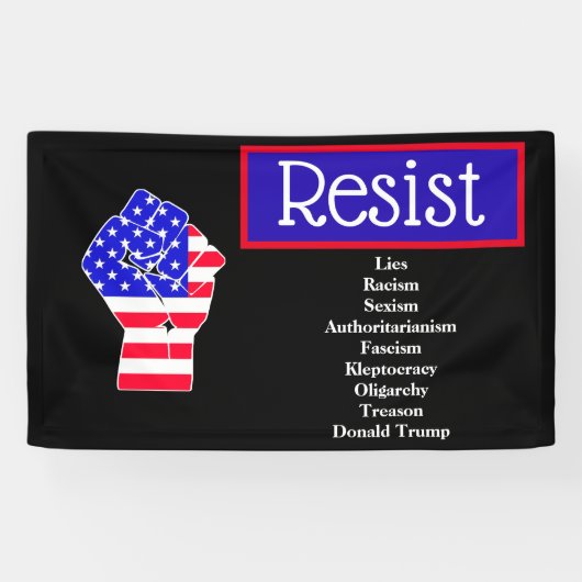 Verzet tegen Donald Trump, leugens, oligarchie, ra Spandoek (Horizontaal)