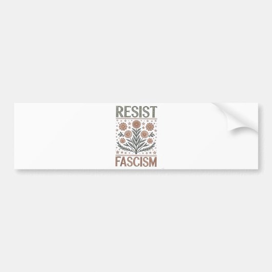 Verzet tegen fascisme bloem transgender LGBTQ anti Bumpersticker (Voorkant)