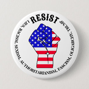 Verzet tegen fascisme, oligarchie, anti-Trump Ronde Button 7,6 Cm