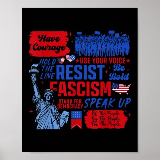 Verzet tegen fascisme Vrijheidsbeeld Liberal Activ Poster (Voorkant)