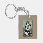 Verzet tegen pinguïn-activisme protest sleutelhanger (Voorkant Links)