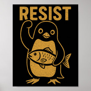 Verzet tegen rebellenpinguïn anti-Trump protest te Poster