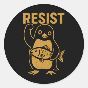 Verzet tegen rebellenpinguïn anti-Trump protest te Ronde Sticker