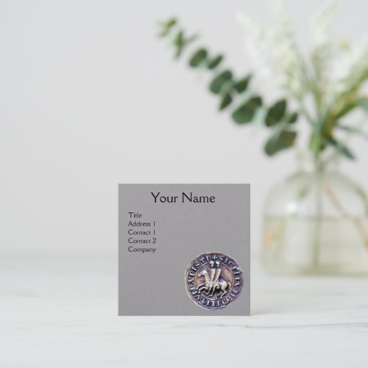 VERZET VAN HET KNIGHTS-TEMPLAR-MONOGRAM grijs papi Vierkante Visitekaartje (Staand voorkant)