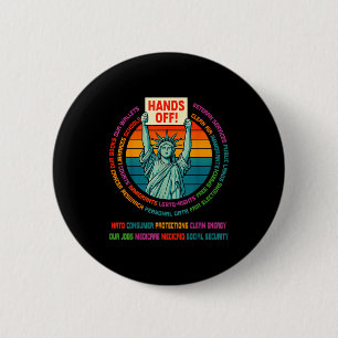 Verzet Verzet Usa Standbeeld Van Liberty Handen Af Ronde Button 5,7 Cm