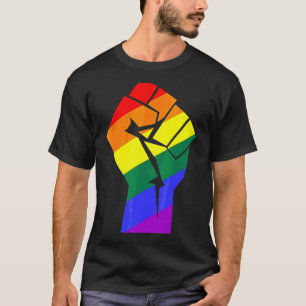 Verzet zich tegen de Fist Rainbow Flag Gay Pride T-shirt