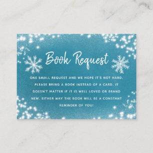 Verzoek om Baby shower blauw boekje in Cute Winter Informatiekaartje