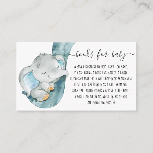 Verzoek om Baby shower Cute Elephant Boy Book Informatiekaartje (Voorkant)