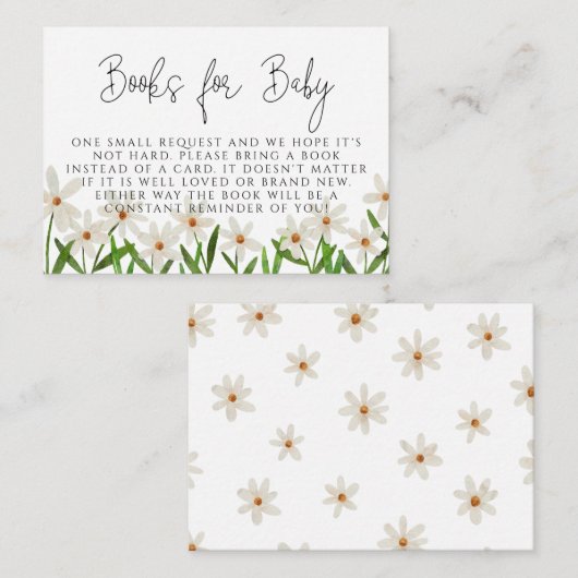 Verzoek om Baby shower Daisy Informatiekaartje (Voorkant / Achterkant)