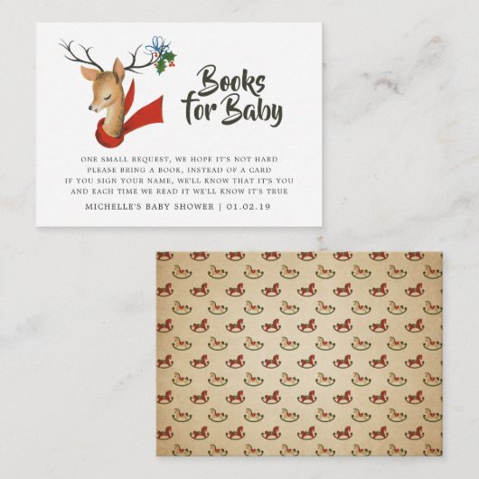 Verzoek om Baby shower met kerstcadeau voor retro  Informatiekaartje (Voorkant / Achterkant)