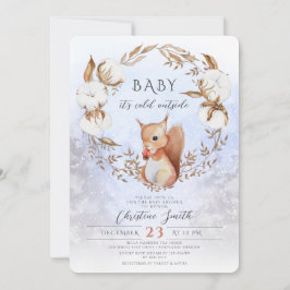 Verzoek om Baby shower van het winterkatoenbloem e Kaart