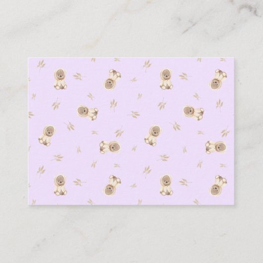 Verzoek om Baby shower van Lavender Teddy Bear Informatiekaartje (Achterkant)
