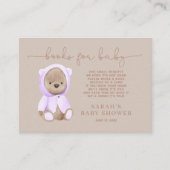Verzoek om Baby shower van Lavender Teddy Bear Informatiekaartje (Voorkant)