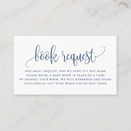 Verzoek om  Baby shower van Navy Blue Script Book Visitekaartje